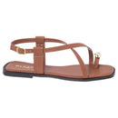 Sandália Feminina Rasteirinha Detalhe Dourado ABS com Tiras Cruzadas Leve Verão Original Olzzy