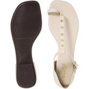 Sandália Feminina Rasteira com Tira T e Aplicação Dourada Detalhe Dedo Leve Confortável Verão Olzzy