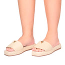 Sandália Tamanco Feminino Flat Chinelo Brilho Juta Confortável Flatform