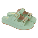 Sandália Birken Flat Slide Flatform Feminina Corrente Delicada Estilo Moda Conforto