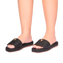 Sandália Tamanco Feminino Flat Chinelo Brilho Juta Confortável Flatform