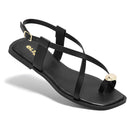 Sandália Feminina Rasteirinha Detalhe Dourado ABS com Tiras Cruzadas Leve Verão Original Olzzy