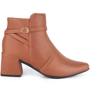 Bota Feminina Bico Fino Olzzy Cano Curto Confortável Moda Casual Atual Original Promoção