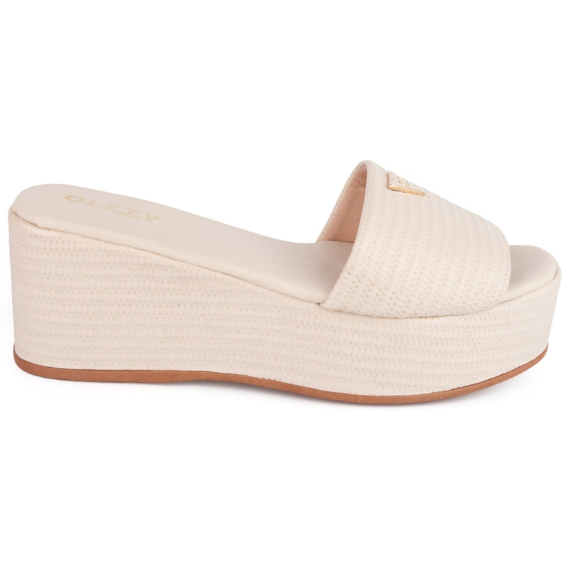 Tamanco Feminino Plataforma Sandália Flatform Detalhe Dourado Chinelo Confortável Original Olzzy