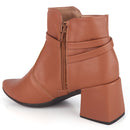 Bota Feminina Bico Fino Olzzy Cano Curto Confortável Moda Casual Atual Original Promoção