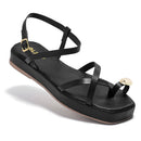 Sandália Rasteira Feminina Olzzy Design Moderno com Detalhe Metálico Dourado Confortável e Moderna