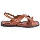 Sandália Rasteira Feminina Detalhe Dourado com Tiras Cruzadas Confortável Leve Dia a Dia Olzzy