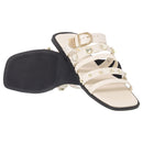 Rasteira Feminina Olzzy com Tiras e Fivela Dourada Enfeits em Metal Leve Confortável Casual