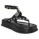 Sandália Rasteira Plataforma Feminina Olzzy Confortável Estilosa com Tiras e Tachinhas Macia e Leve