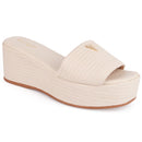 Tamanco Feminino Plataforma Sandália Flatform Detalhe Dourado Chinelo Confortável Original Olzzy