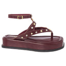 Sandália Rasteira Plataforma Feminina Olzzy Confortável Estilosa com Tiras e Tachinhas Macia e Leve