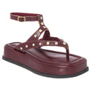 Sandália Rasteira Plataforma Feminina Olzzy Confortável Estilosa com Tiras e Tachinhas Macia e Leve