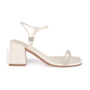 Sandália Feminina Brilho Salto Médio Festa Strass Calce Fácil Moda Luxo Confortável