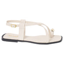 Sandália Feminina Rasteirinha Detalhe Dourado ABS com Tiras Cruzadas Leve Verão Original Olzzy