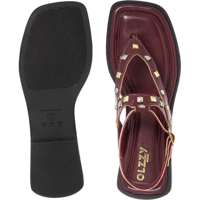 Sandália Rasteira Feminina com Tachas Dourada e Prata Fivela Ajustável Moderno Tendência Verão Olzzy