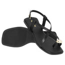 Sandália Feminina Rasteirinha Detalhe Dourado ABS com Tiras Cruzadas Leve Verão Original Olzzy