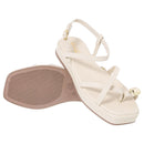 Sandália Rasteira Feminina Olzzy Design Moderno com Detalhe Metálico Dourado Confortável e Moderna