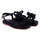 Sandália Flat Feminina Flor Delicada Flatform Brilho Estilo Moda Conforto