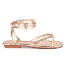 Sandália Feminina Flat Rasteira De Dedo Brilho Moda Verão