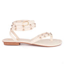 Sandália Feminina Flat Rasteira De Dedo Brilho Moda Verão