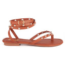 Sandália Feminina Flat Rasteira De Dedo Brilho Moda Verão