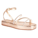 Sandália Feminina Flatform Tiras Brilho Strass