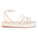 Sandália Feminina Flatform Tiras Brilho Strass