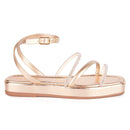 Sandália Feminina Flatform Tiras Brilho Strass