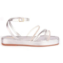 Sandália Feminina Flatform Tiras Brilho Strass