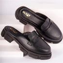 Mule Mocassim Feminino Sapato Delicado Corrente Confort Leve Solado Tratorado