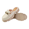 Mule Mocassim Feminino Sapato Delicado Corrente Confort Leve Solado Tratorado