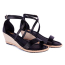 Anabela Feminina Sandália Tiras Cruzadas Salto Alto