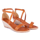 Anabela Feminina Sandália Tiras Cruzadas Salto Alto