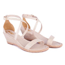 Anabela Feminina Sandália Tiras Cruzadas Salto Alto