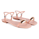 Sandália Rasteira Feminina Delicada Brilho Metal Lesma Tiras Finas