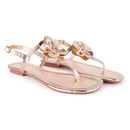 Rasteira Feminina Delicada Flor Sandália Brilho Luxo Tiras Finas Básica Promoção Olzzy