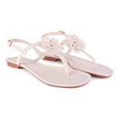 Rasteira Feminina Delicada Flor Sandália Brilho Luxo Tiras Finas Básica Promoção Olzzy