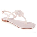 Rasteira Feminina Delicada Flor Sandália Brilho Luxo Tiras Finas Básica Promoção Olzzy