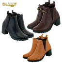 Bota Feminina Coturno Cano Curto Salto Medio Grosso Olzzy
