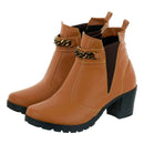 Bota Feminina Coturno Cano Curto Salto Medio Grosso Olzzy