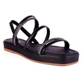 Sandália Flat Feminina Brilho Papete Luxo Strass Calce Fácil Elástico Confortável Olzzy Promoção
