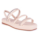 Sandália Flat Feminina Brilho Papete Luxo Strass Calce Fácil Elástico Confortável Olzzy Promoção