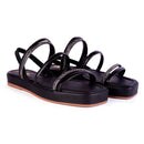 Sandália Flat Feminina Brilho Papete Luxo Strass Calce Fácil Elástico Confortável Olzzy Promoção