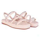 Sandália Flat Feminina Brilho Papete Luxo Strass Calce Fácil Elástico Confortável Olzzy Promoção