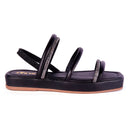 Sandália Flat Feminina Brilho Papete Luxo Strass Calce Fácil Elástico Confortável Olzzy Promoção