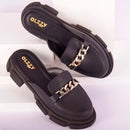 Mule Mocassim Feminino Sapato Tratorado Delicado Corrente Confortável Leve Promoção Original Olzzy