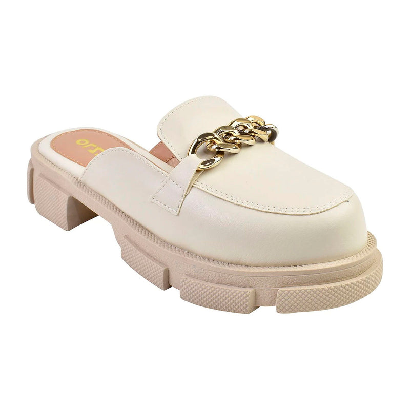 Mule Mocassim Feminino Sapato Tratorado Delicado Corrente Confortável Leve Promoção Original Olzzy