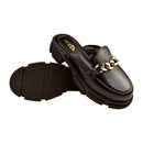 Mule Mocassim Feminino Sapato Tratorado Delicado Corrente Confortável Leve Promoção Original Olzzy