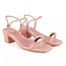 Sandália Feminina Salto Baixo Bloco Casual Enfeite Metal Lesma Brilho Tiras Finas Festa Moda Olzzy