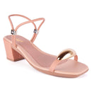 Sandália Feminina Salto Baixo Bloco Casual Enfeite Metal Lesma Brilho Tiras Finas Festa Moda Olzzy